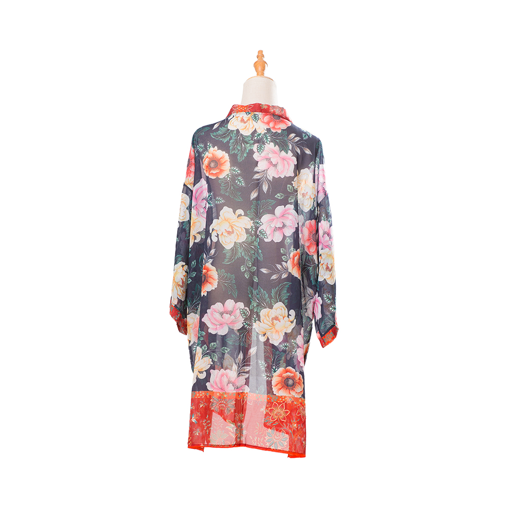 Kimonouri pentru femei vara plajă acoperire cardigan transparent șifon floral acoperire bluză lejeră top casual