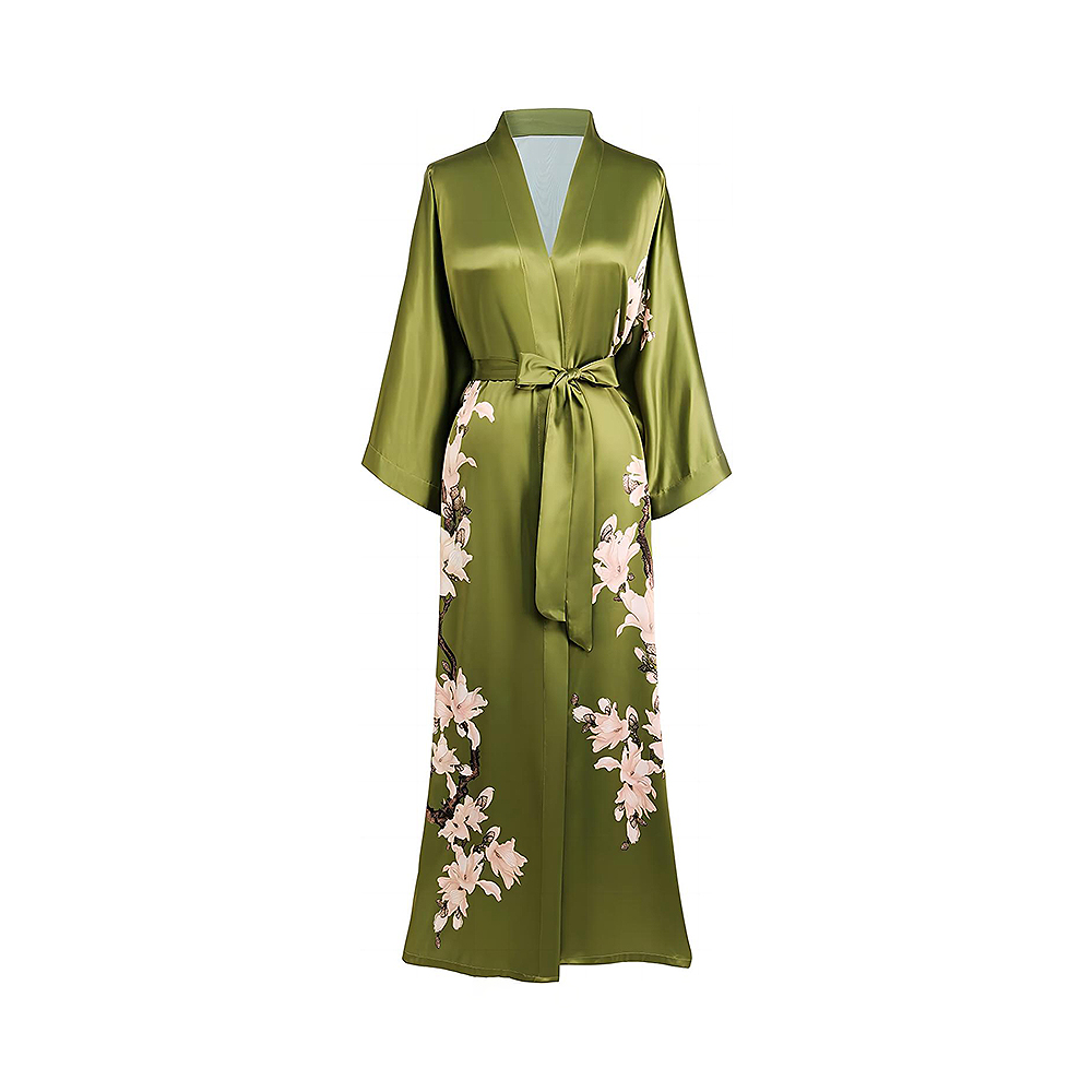 halat kimono acoperă haine lungi florale din satin halat de baie mătăsos halat burlac