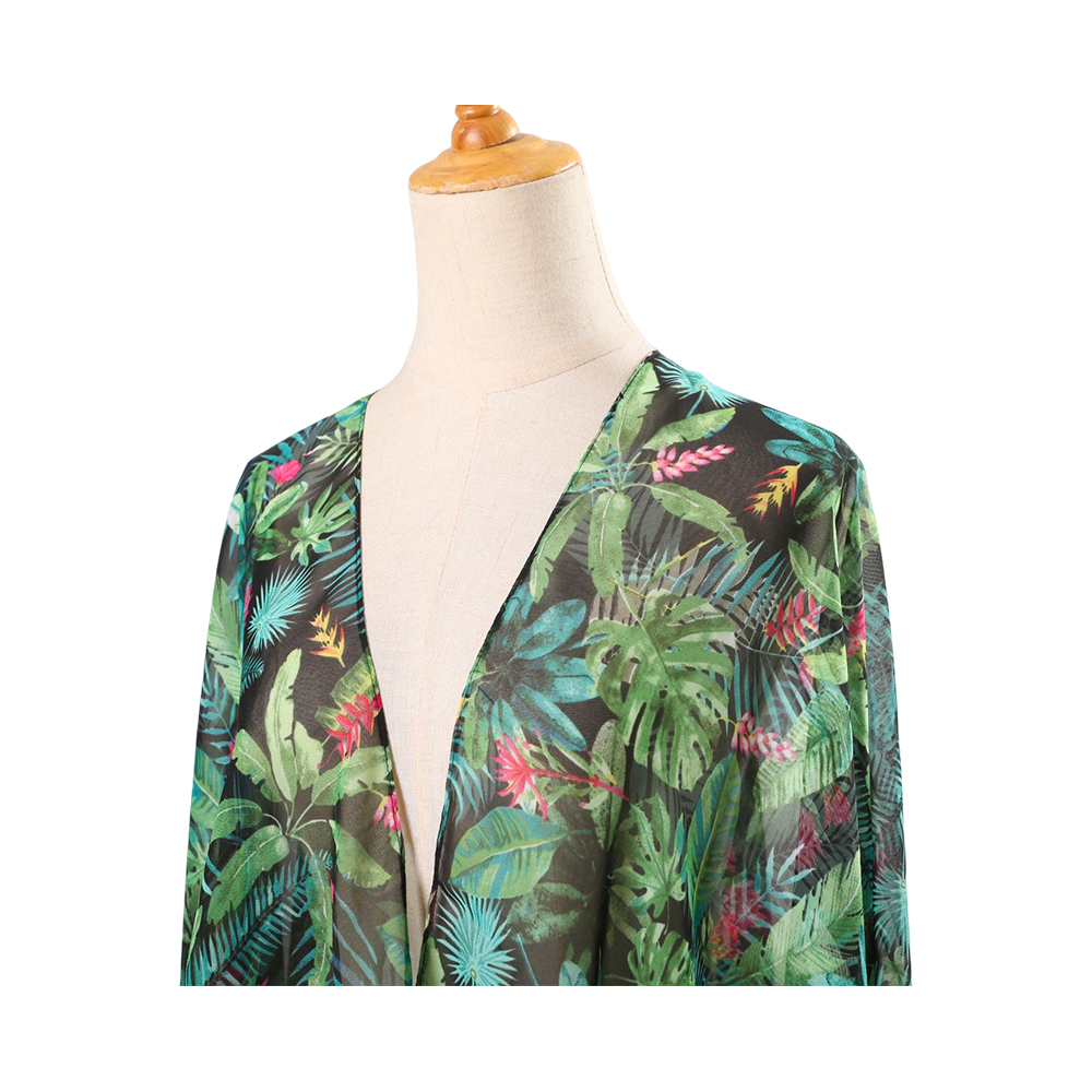 100% poliester femei cardigan de vară șifon floral acoperire bluză lejeră top casual